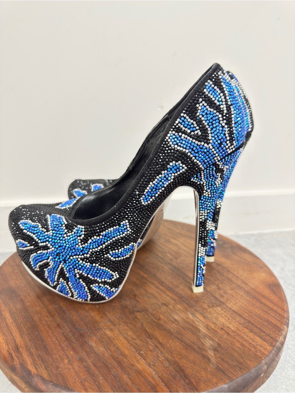 ALBA Rhinestone Blue & Black Stiletto‎ Heels Size 9